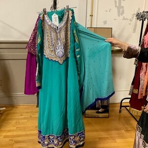 Elegant Teal Embroidered Anarkali Dress
